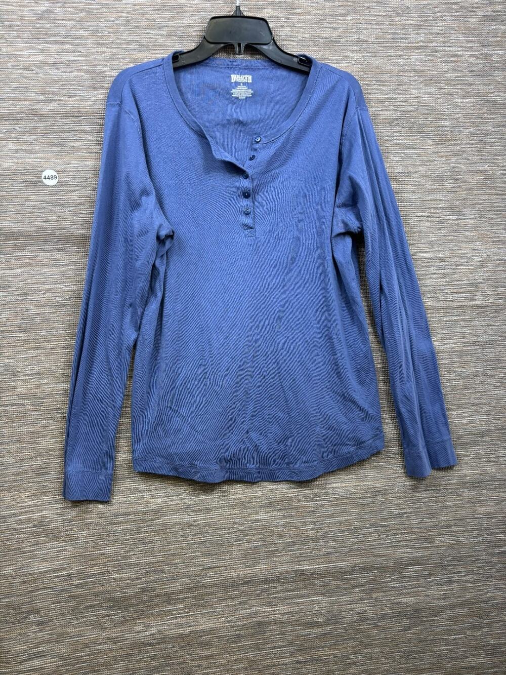 Duluth Trading Women's Longtail Henley T-Shirt Size L Blue Long Sleeve Soft